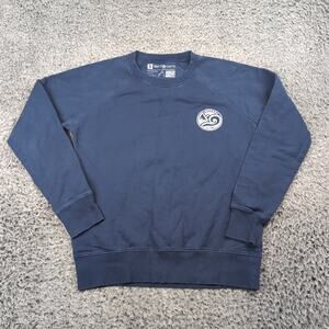 Happy Earth Sweatshirt Men Small Blue Graphic Sweater Crew Neck Organic Cotton